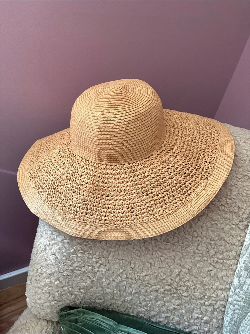 J. Crew Straw Wide-Brim Floppy Sun Hat - Tan
